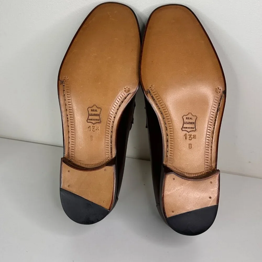 Dino Monti Sergio Brown Leather Tassel Loafers size 13-1/2 B Made in Italy
